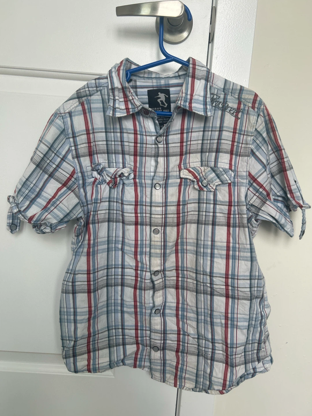 Virus Street 1947 Plaid Short Sleeve Shirt Size 14