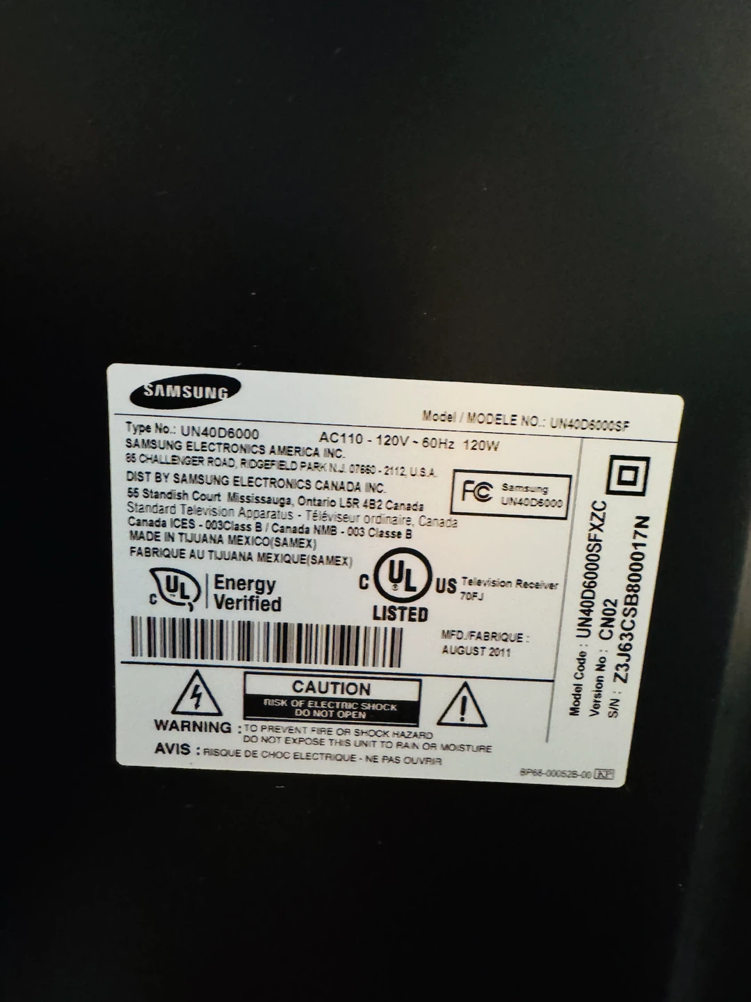 Samsung 40 inch LED TV UN40D6000 - photo 2