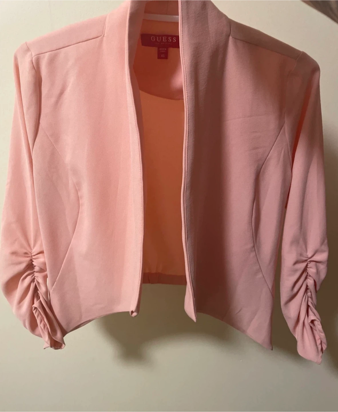 GUESS Pink Ruched Sleeve Bolero Jacket XS