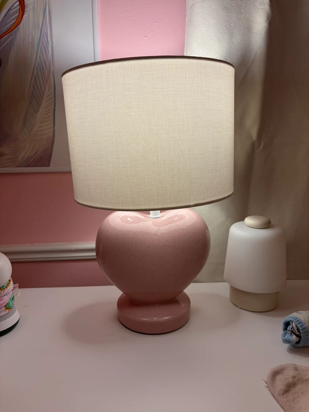 Pink Heart Shaped Table Lamp