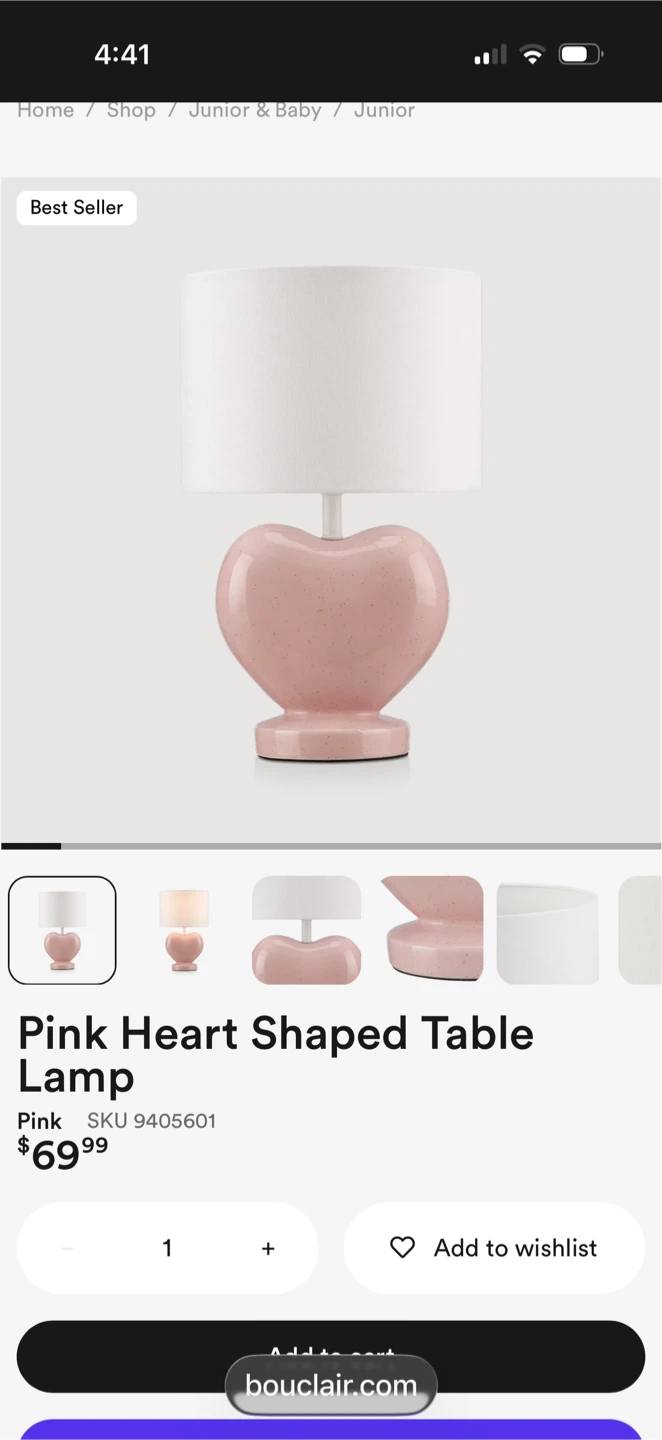Pink Heart Shaped Table Lamp - photo 3