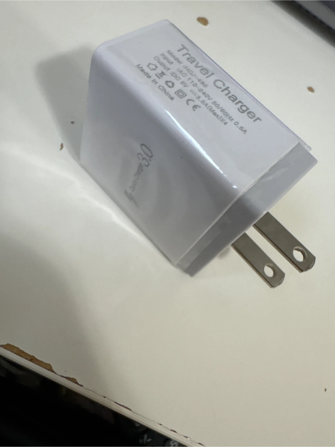 White Travel Charger with 4 USB Ports