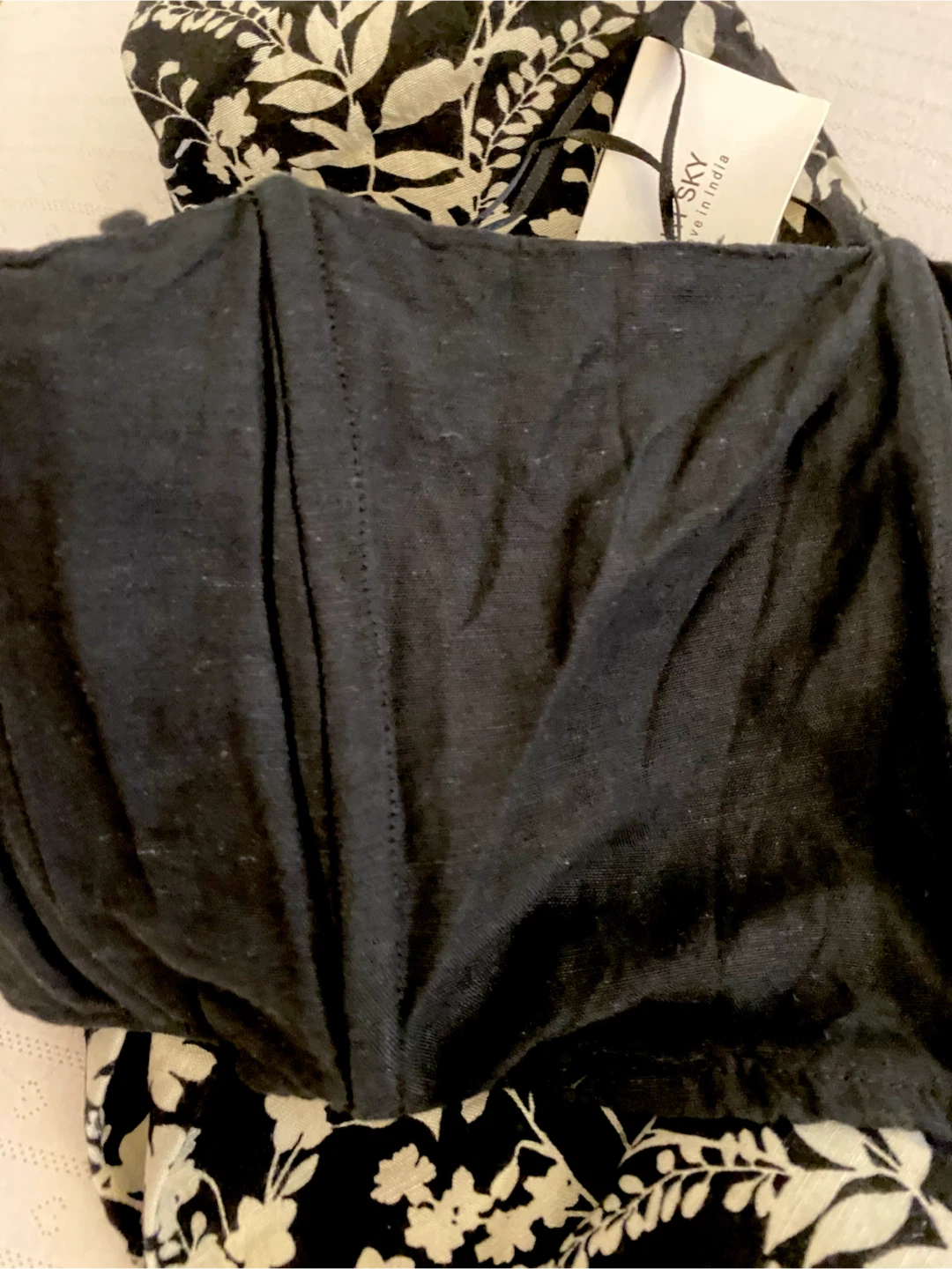 Black Floral Print Wide-Leg Pants and Smocked Tube Top Set - photo 4