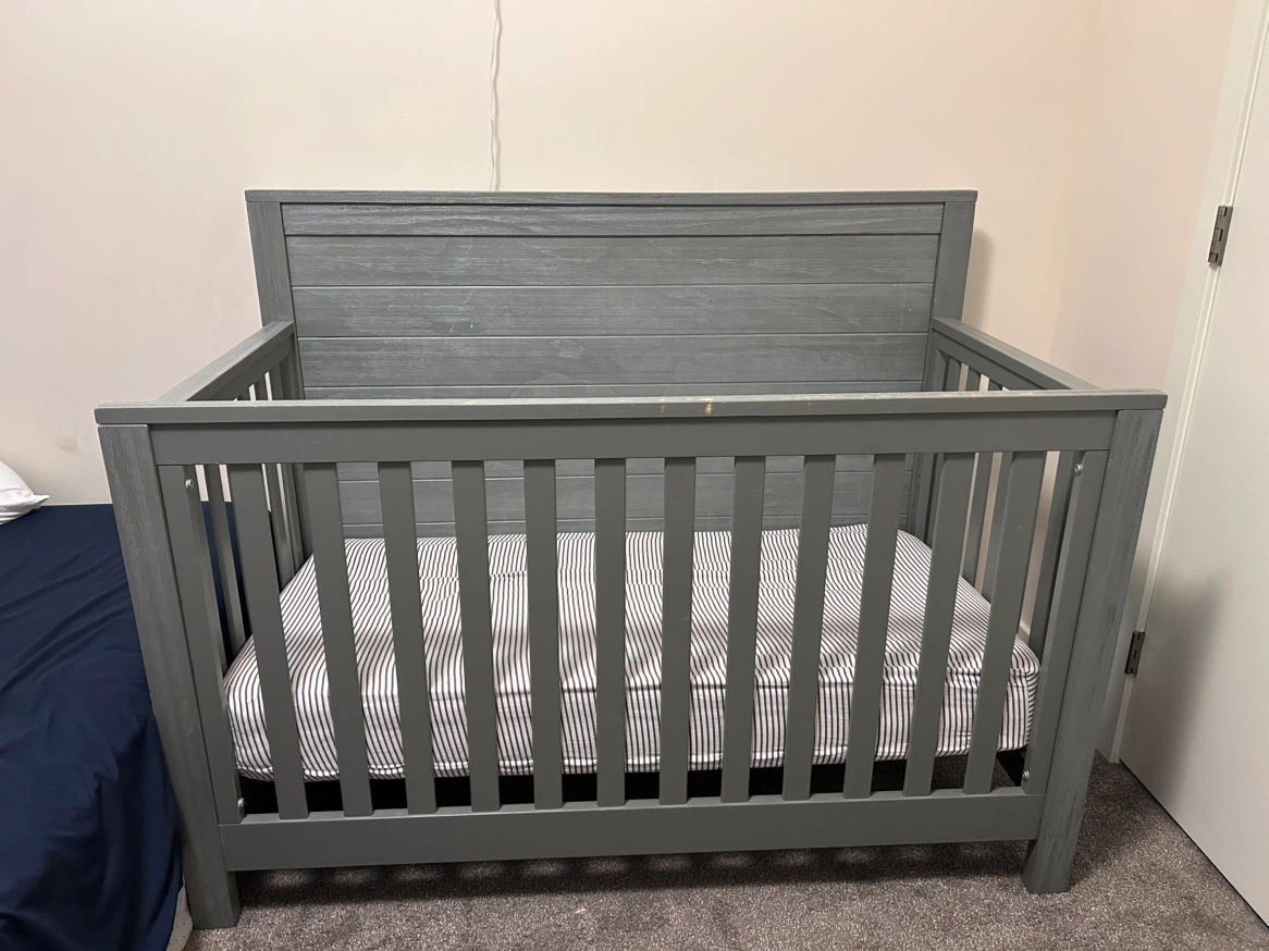 Grey Wooden Crib