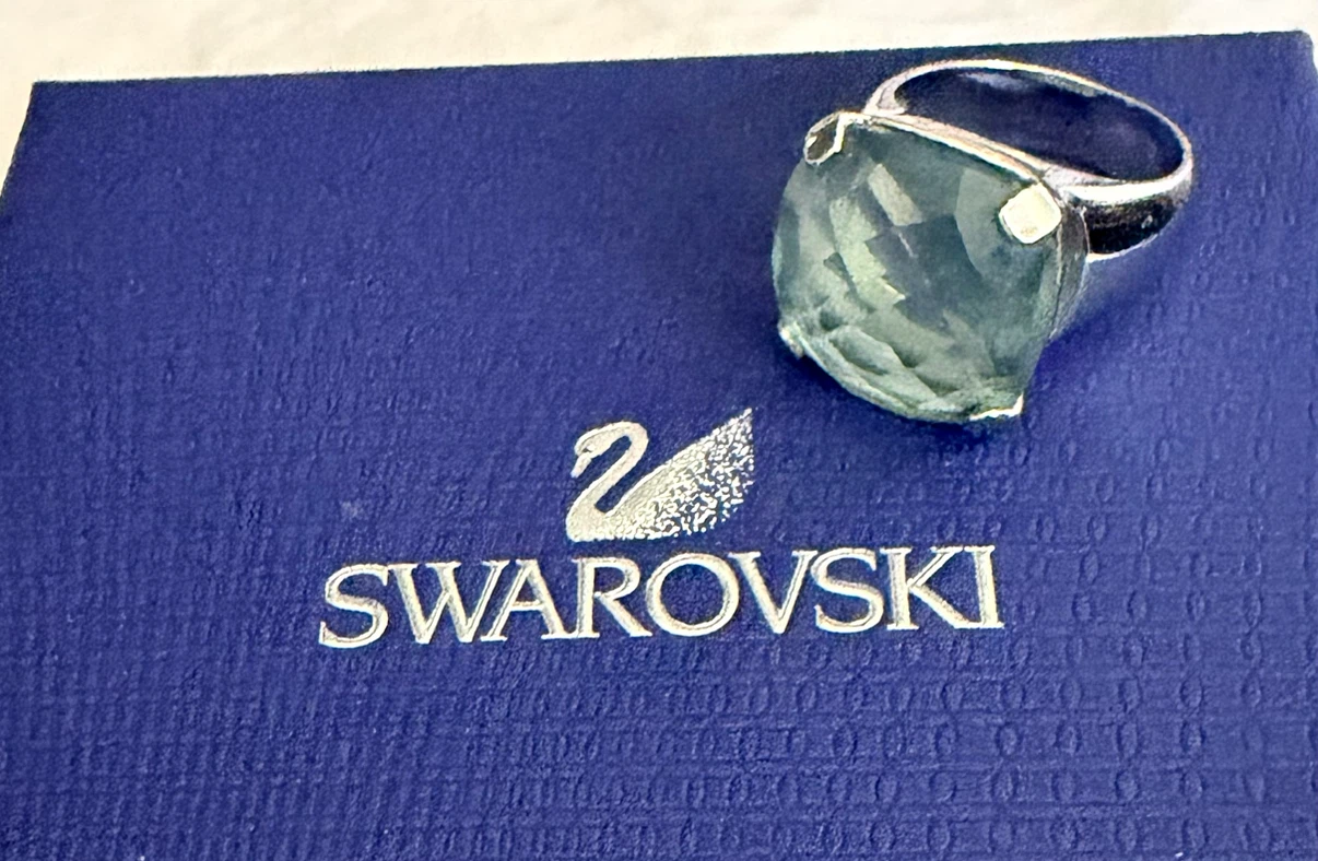 Retired Swarovski Aquamarine Crystal Ring