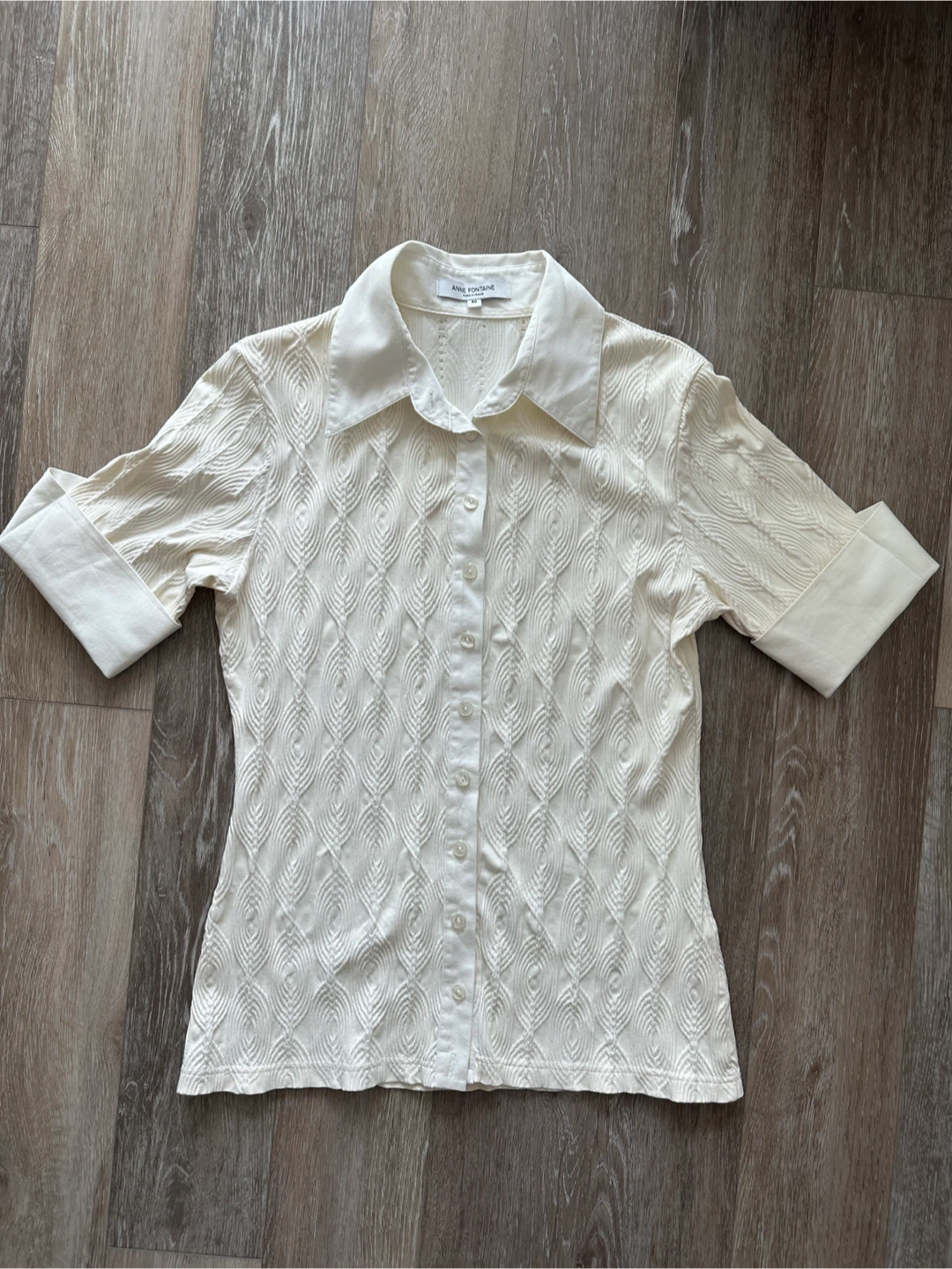 Vintage ANNE FONTAINE White Textured Button-Up Shirt