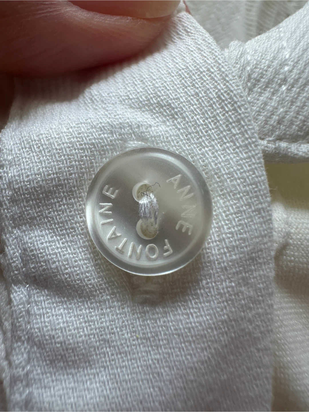 Vintage ANNE FONTAINE White Textured Button-Up Shirt - photo 3