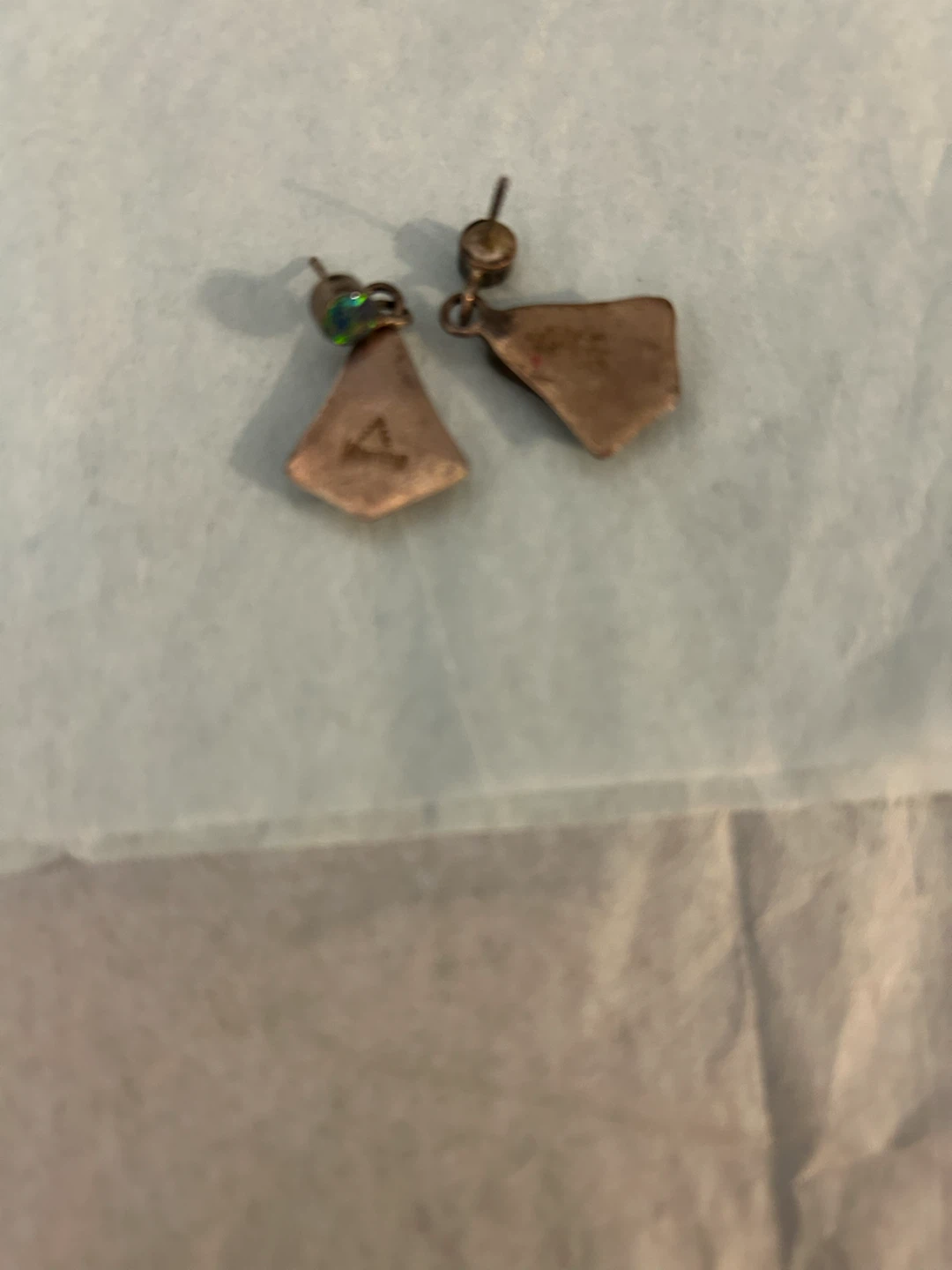 Vintage Geometric Opalite  sterling silverDangle Earrings - photo 2