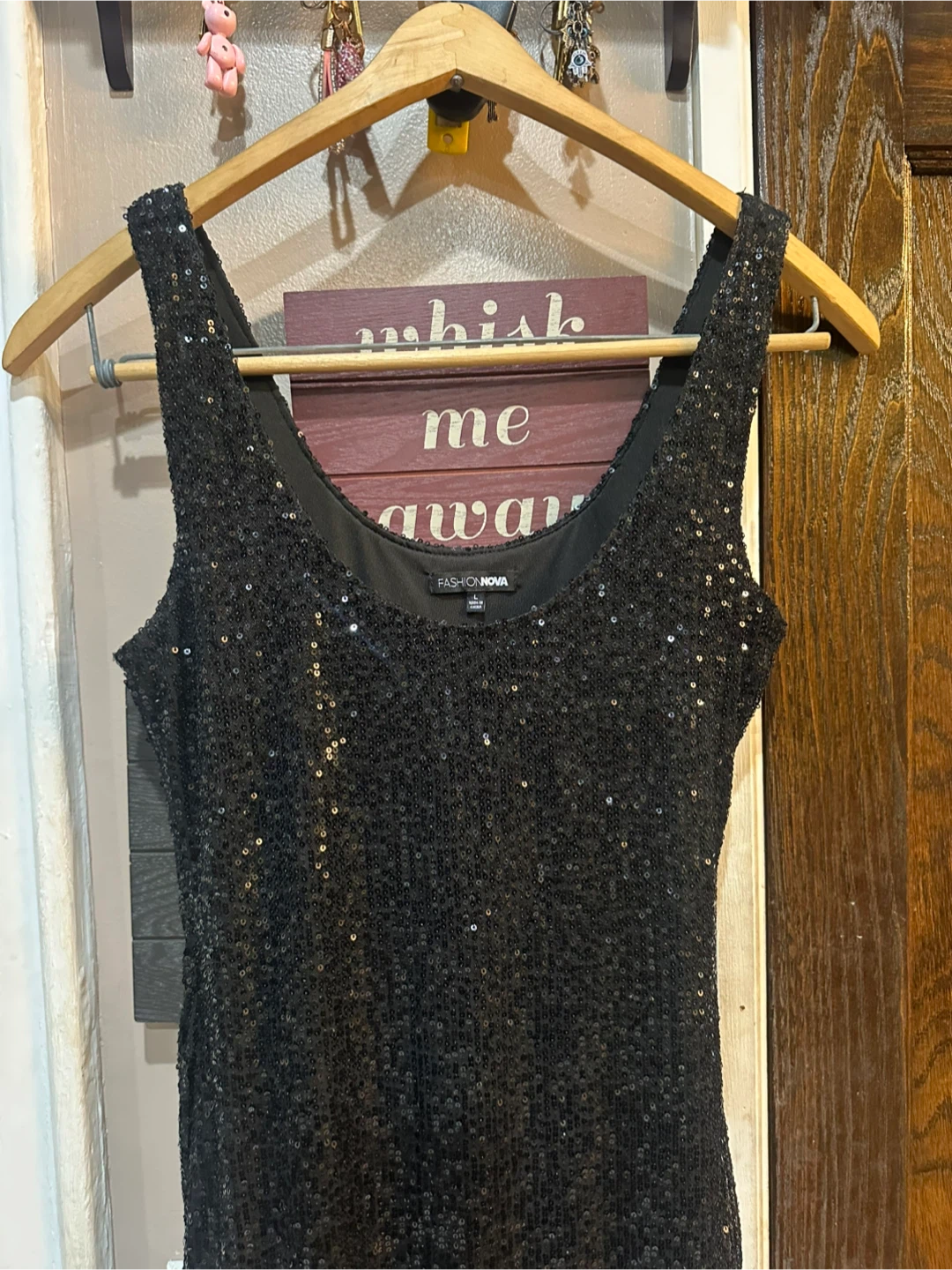 Fashion Nova Black Sequin Mini Dress Size L - photo 2