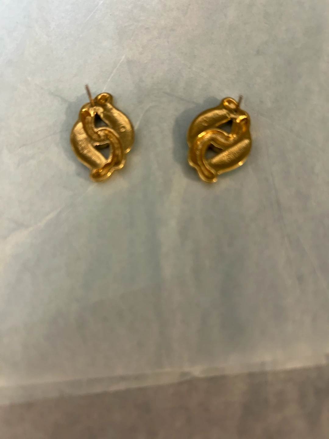 Vintage gold and Teal Swirl Earrings - photo 2