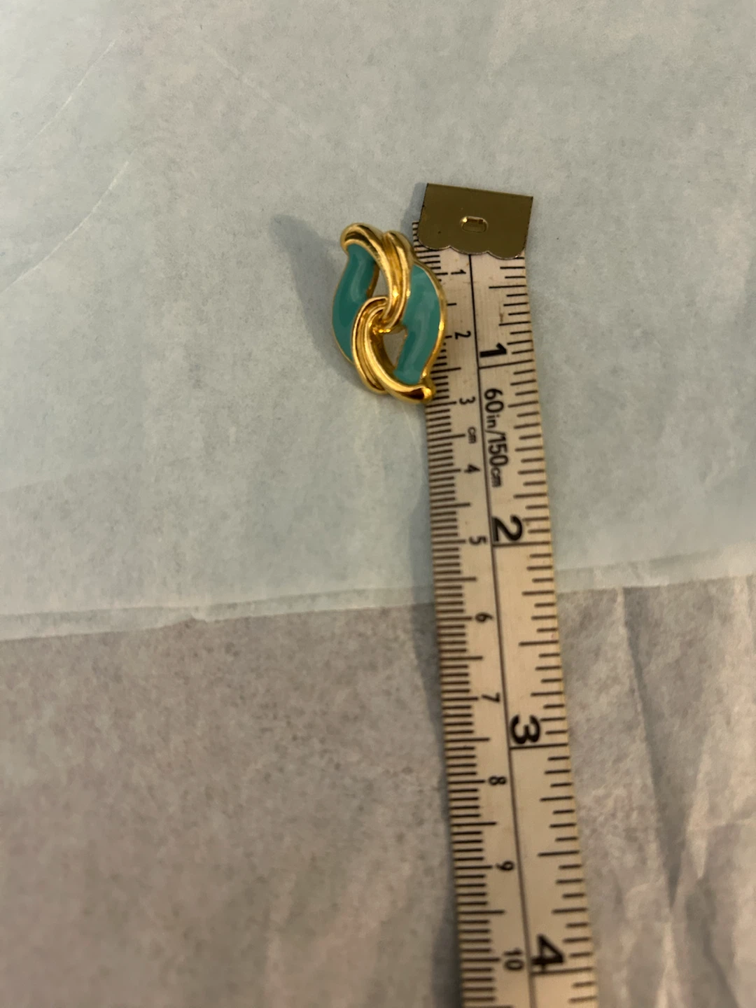 Vintage gold and Teal Swirl Earrings - photo 3