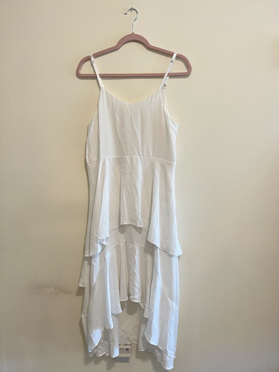 White tiered spaghetti strap dress