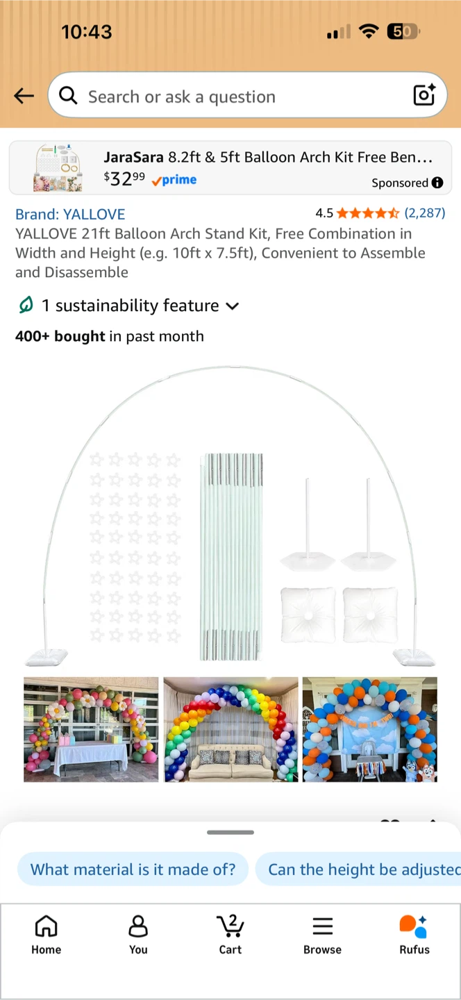 YALLOVE 21ft Balloon Arch Stand Kit