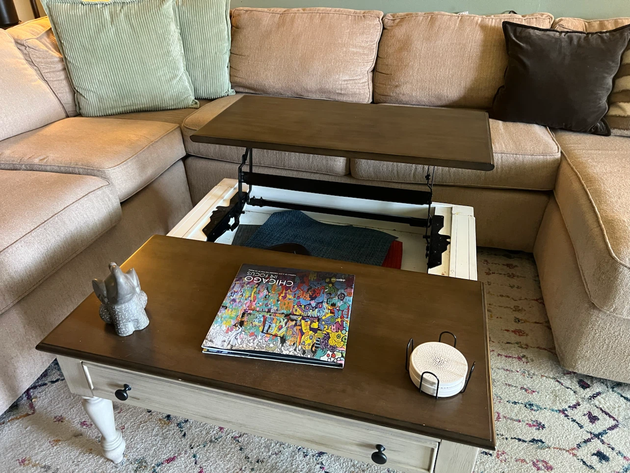 Lift Top Coffee Table with Storage Drawer - photo 3