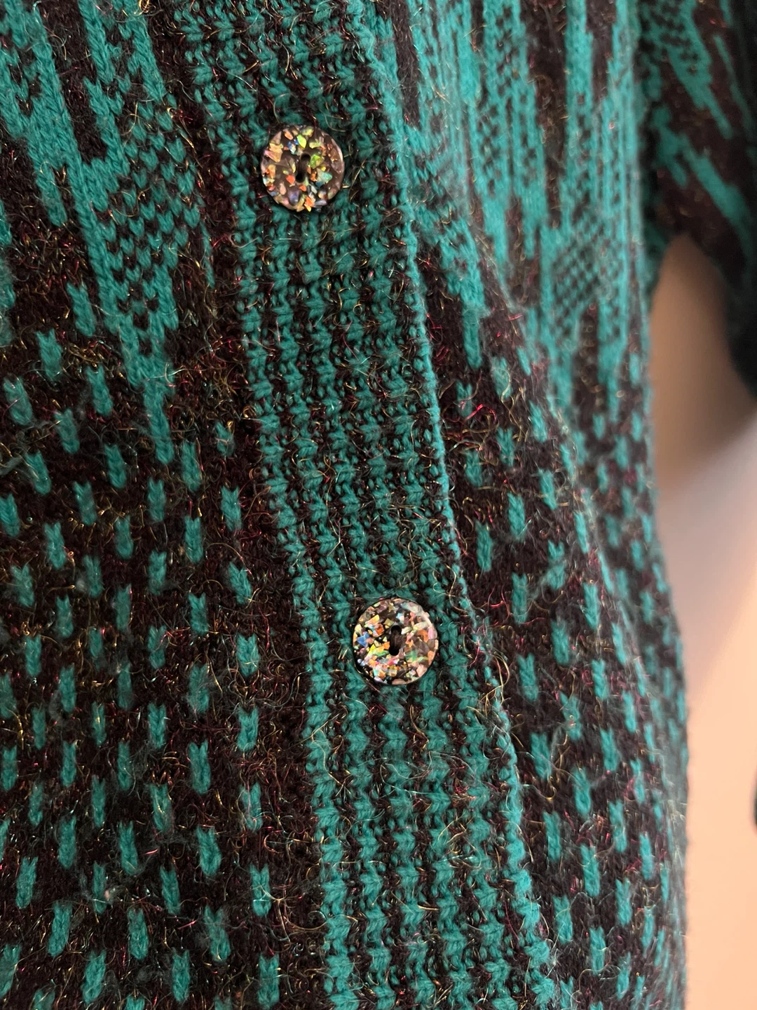 Teal and black patterned cardigan - photo 2