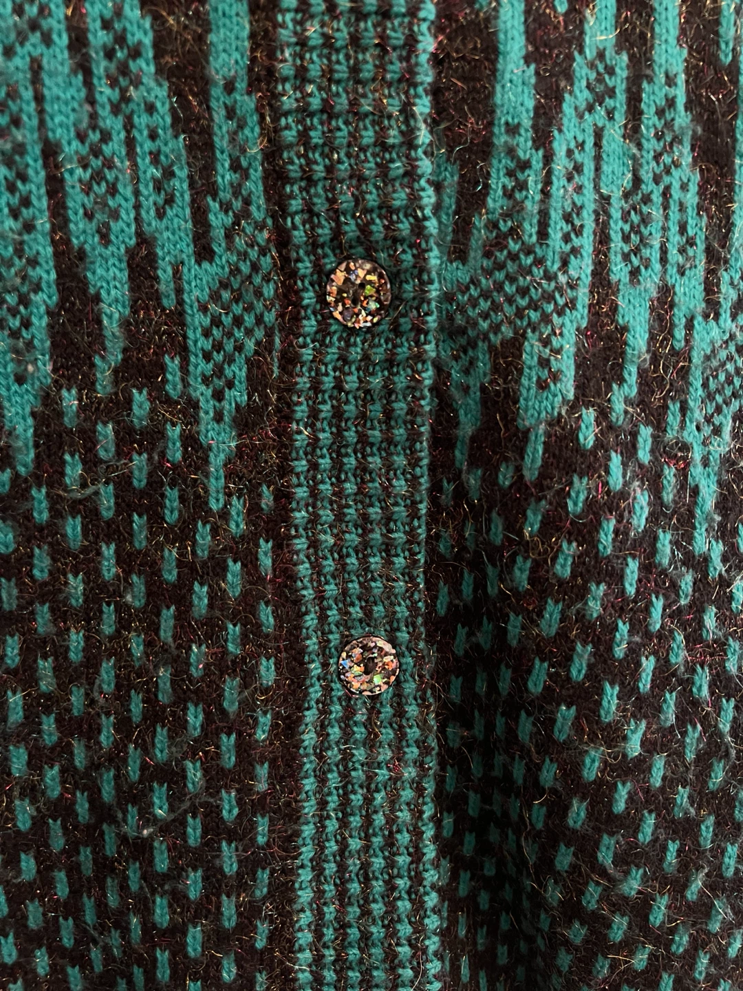 Teal and black patterned cardigan - photo 4
