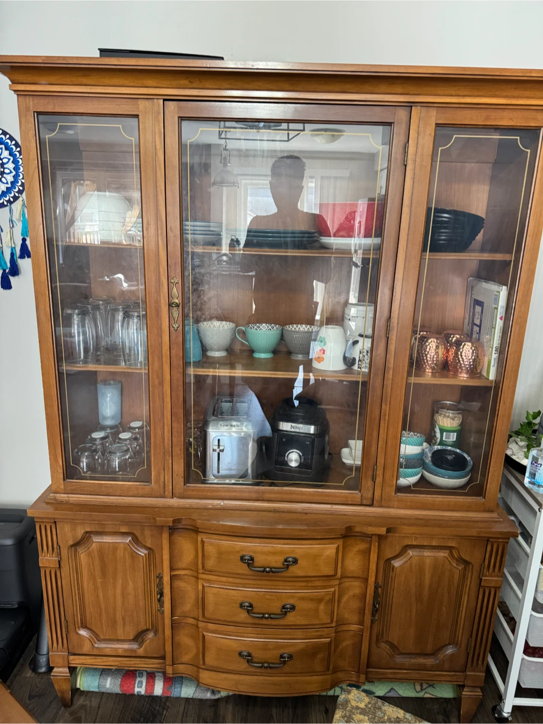 Wooden China Cabinet with Glass Doors