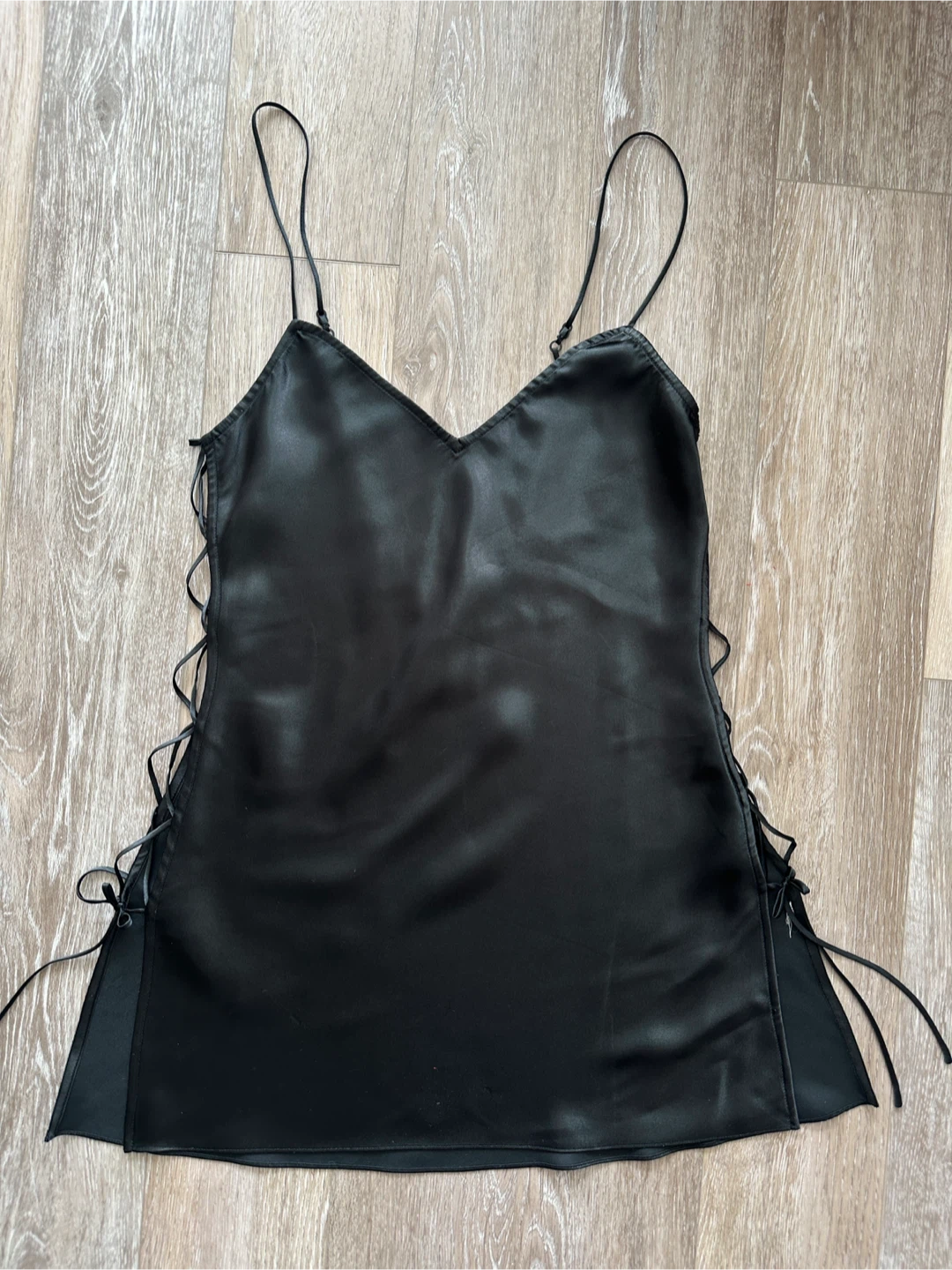 La Senza Black Lace-Up Slip Dress XS
