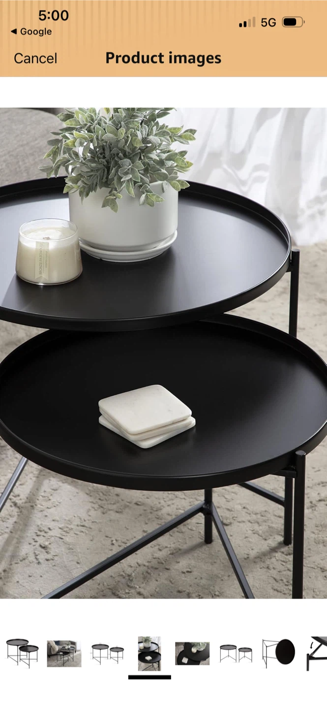 New Set of 2 Black Nesting Coffee Tables - photo 4
