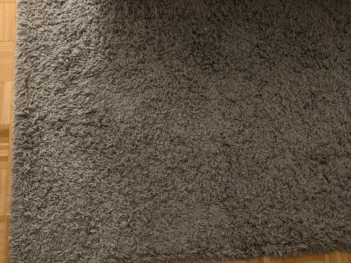 Gray high pile area rug