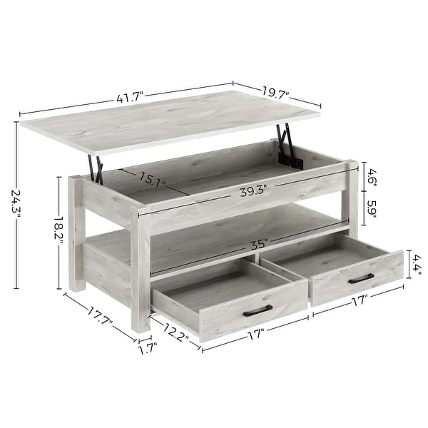 Lift Top Coffee Table with Storage Drawers - photo 3