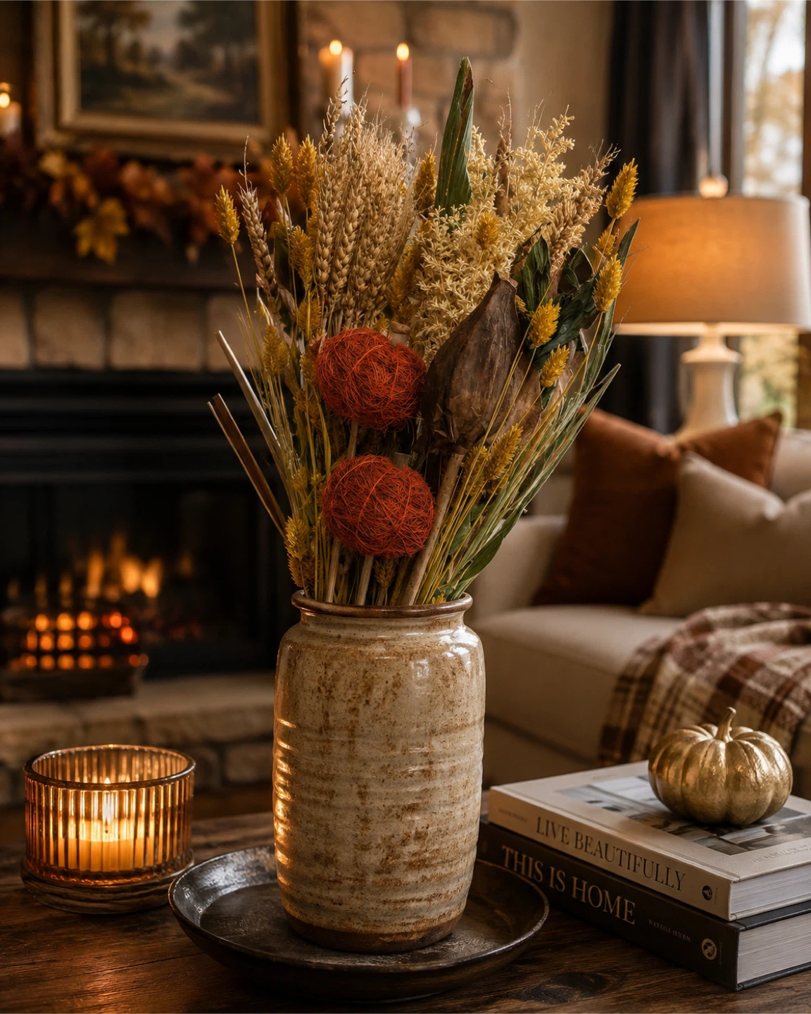 NEW Homesense Fall Dried Flower Arrangement