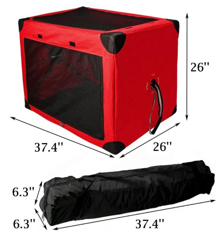 Red Soft Dog Crate Carrier Pet Travel Kennel