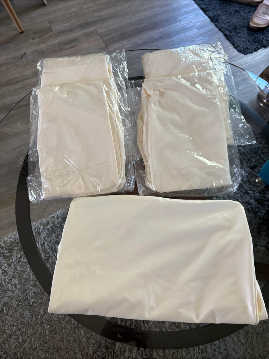 NEW- Cream faux leather Stretch Dining Chair Covers (Set of 4) - photo 4