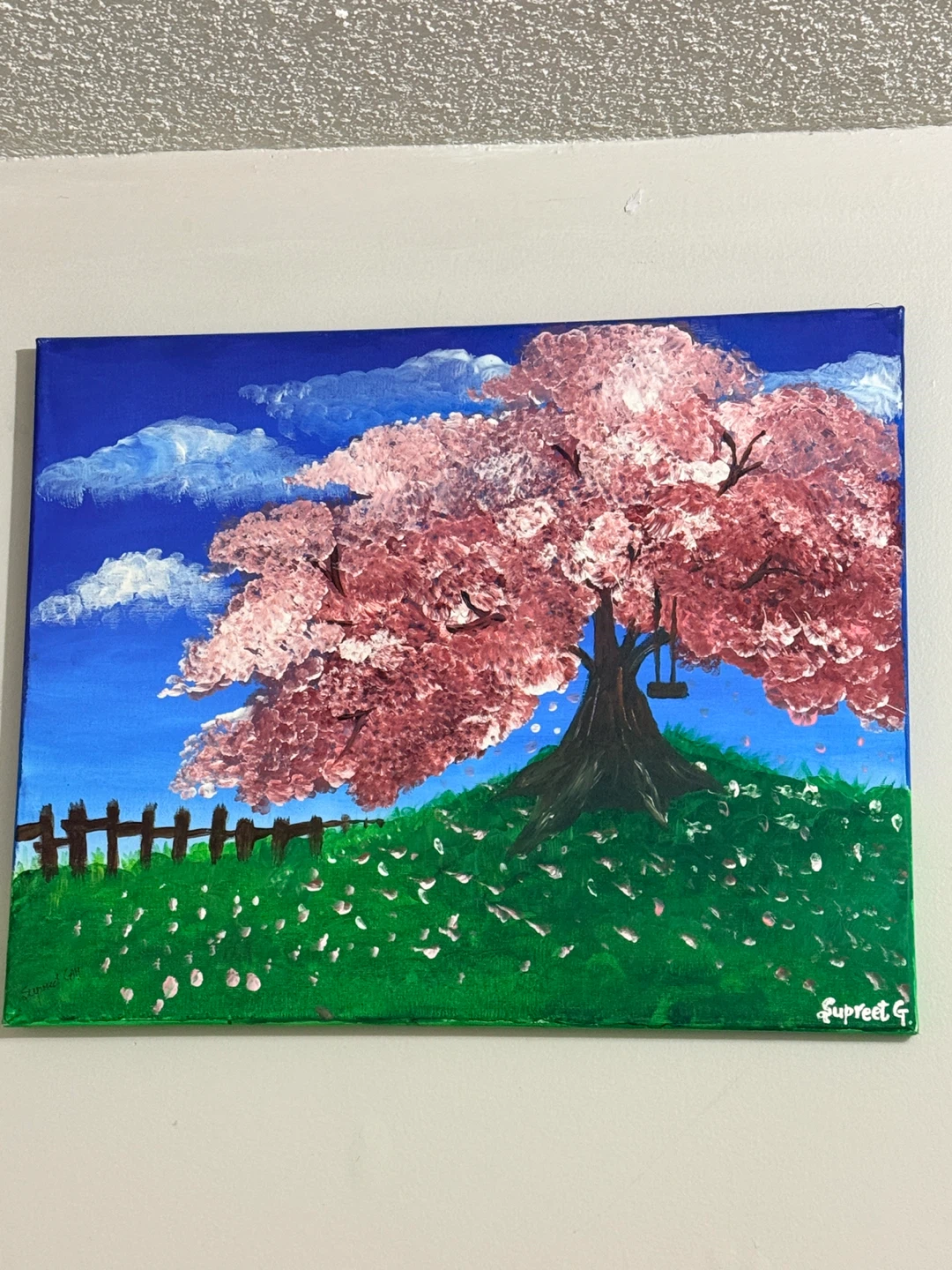 Hand-Painted Cherry Blossom Tree Canvas Art - photo 2