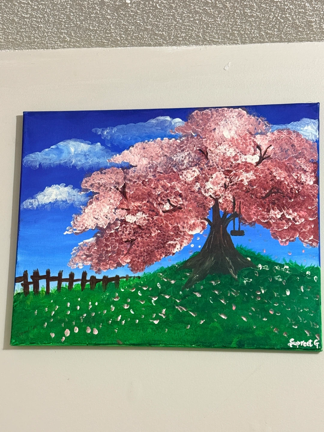 Hand-Painted Cherry Blossom Tree Canvas Art - photo 3
