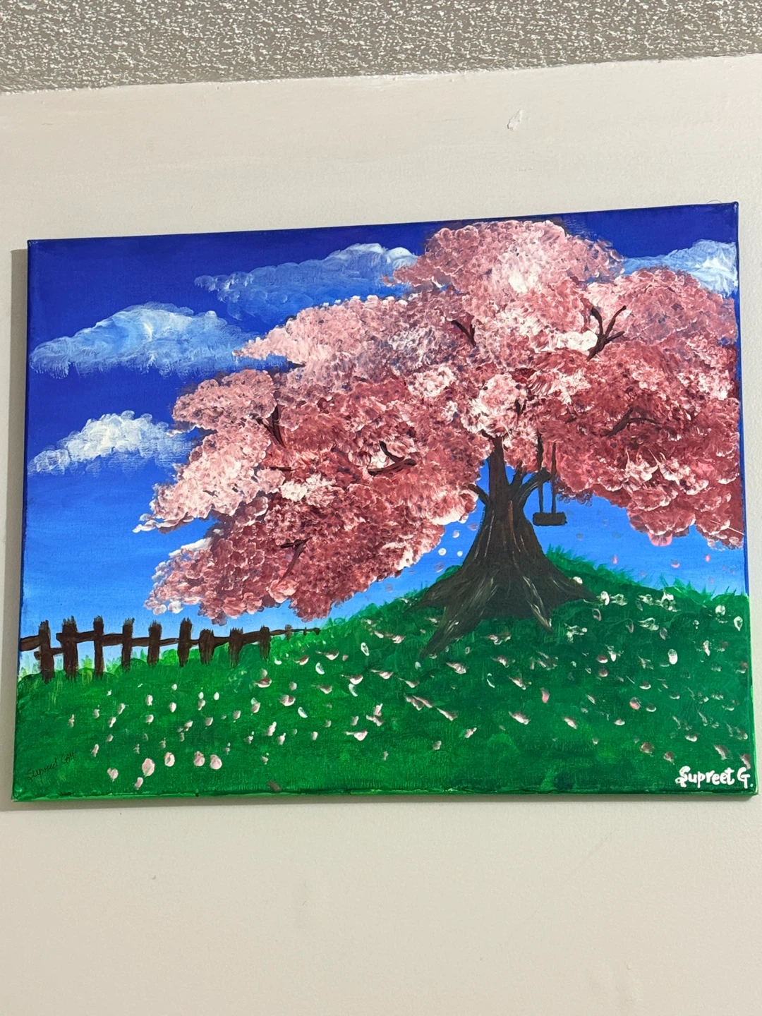 Hand-Painted Cherry Blossom Tree Canvas Art - photo 4