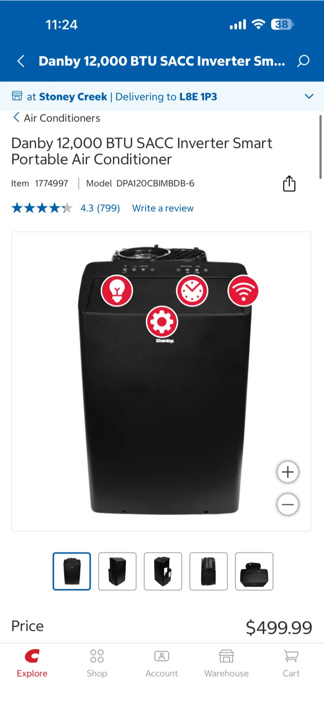 Danby 12,000 BTU Inverter Smart Portable Air Conditioner