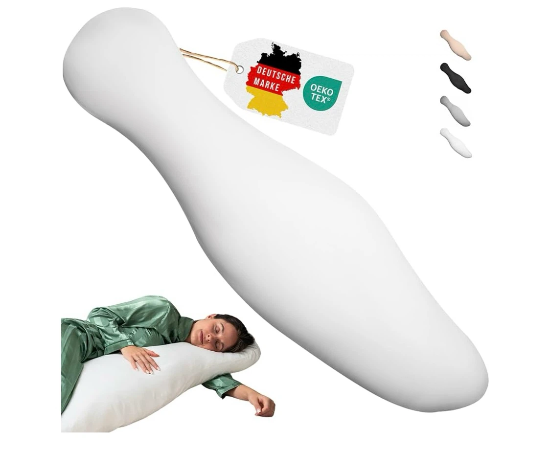 White ergonomic side sleeper pillow