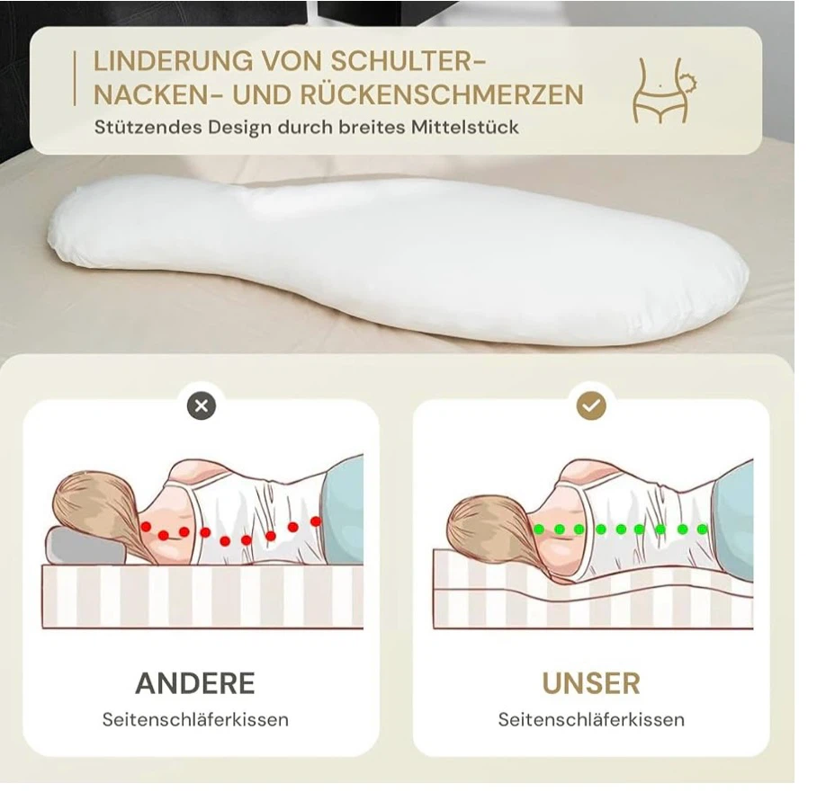 White ergonomic side sleeper pillow - photo 4