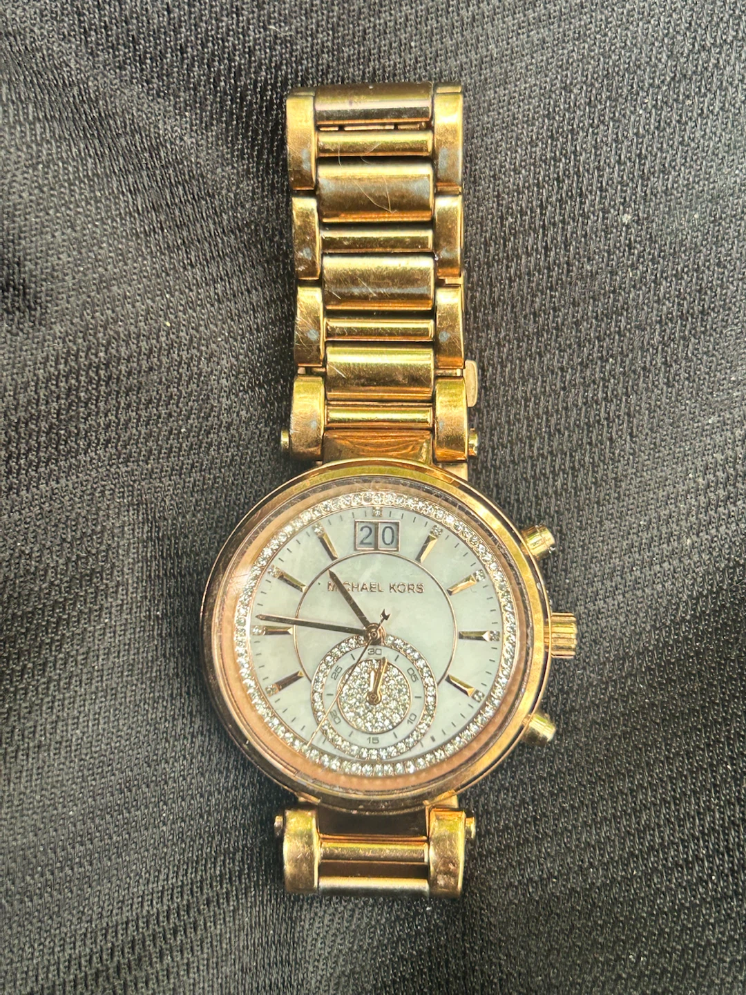 Michael Kors Gold-Tone Pavé Crystal Chronograph Watch