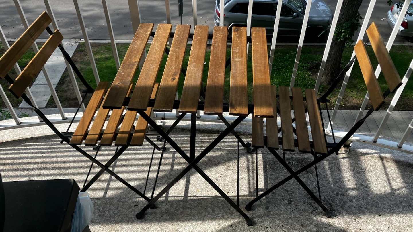 Set of Ikea outdoor table with two chairs