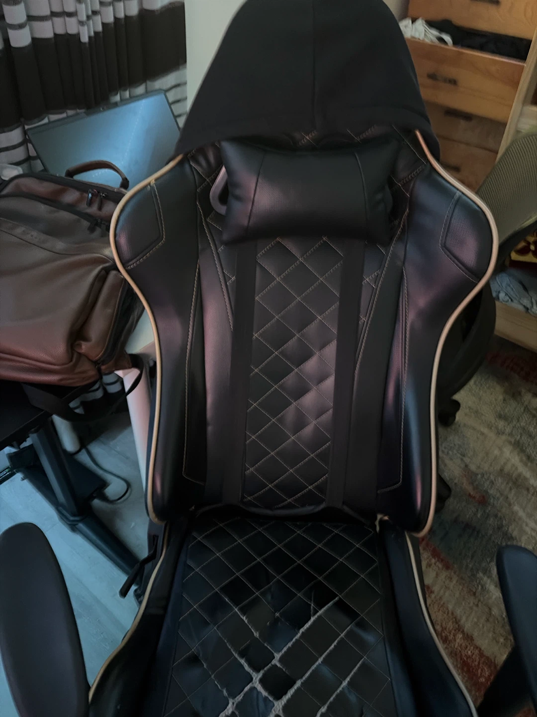 Black Gaming Chair with Lumbar Pillow