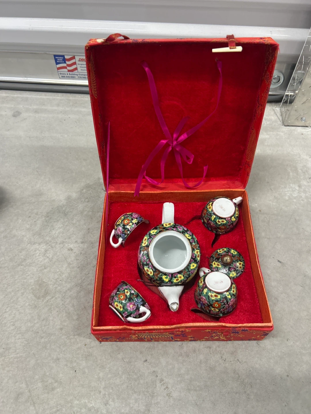 Miniature Teapot and Cups Set with Box