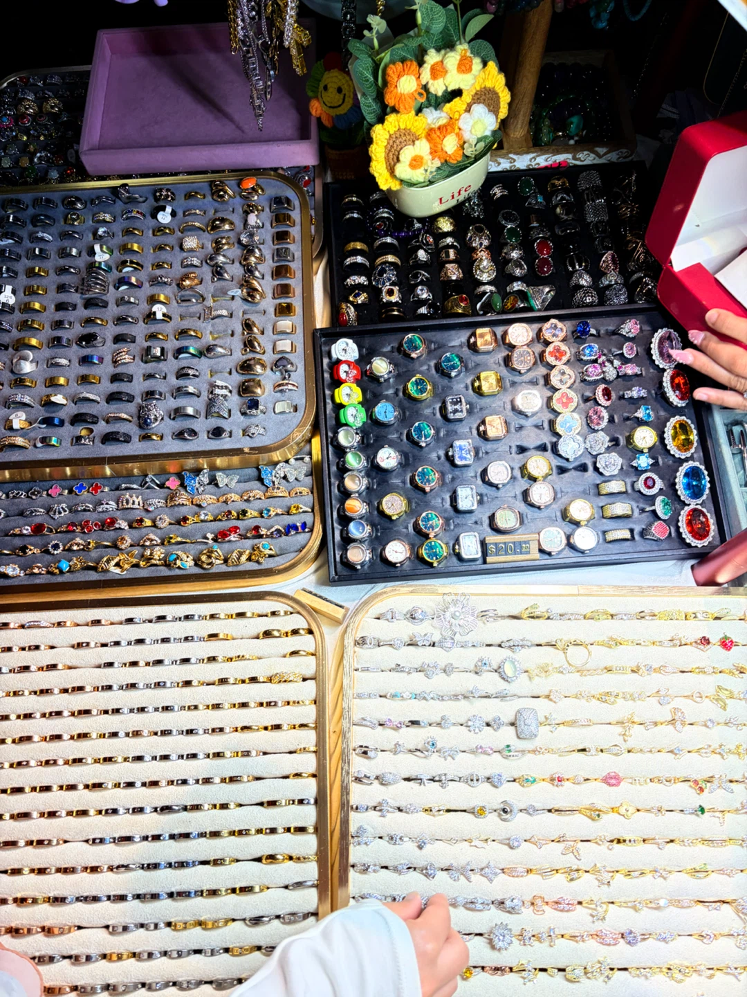 Assorted Rings and Bracelets Display