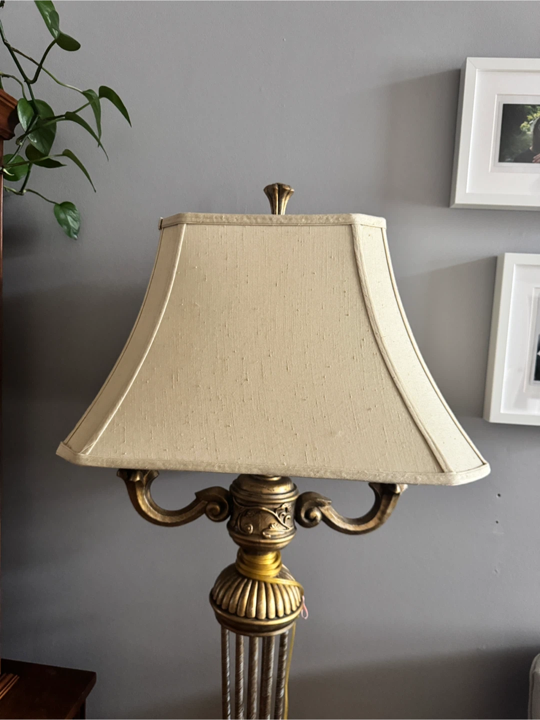 Vintage  Floor Lamp with Cream Shade - photo 3
