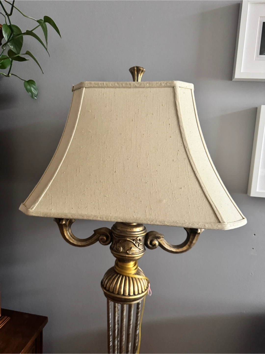 Vintage  Floor Lamp with Cream Shade - photo 4
