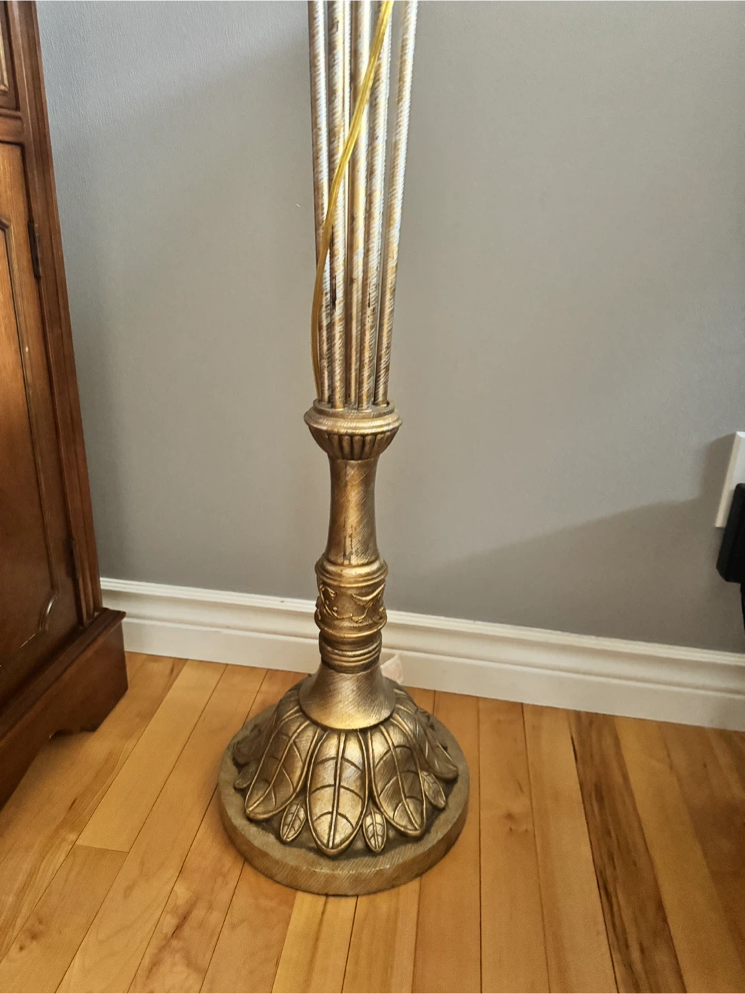Vintage  Floor Lamp with Cream Shade - photo 2