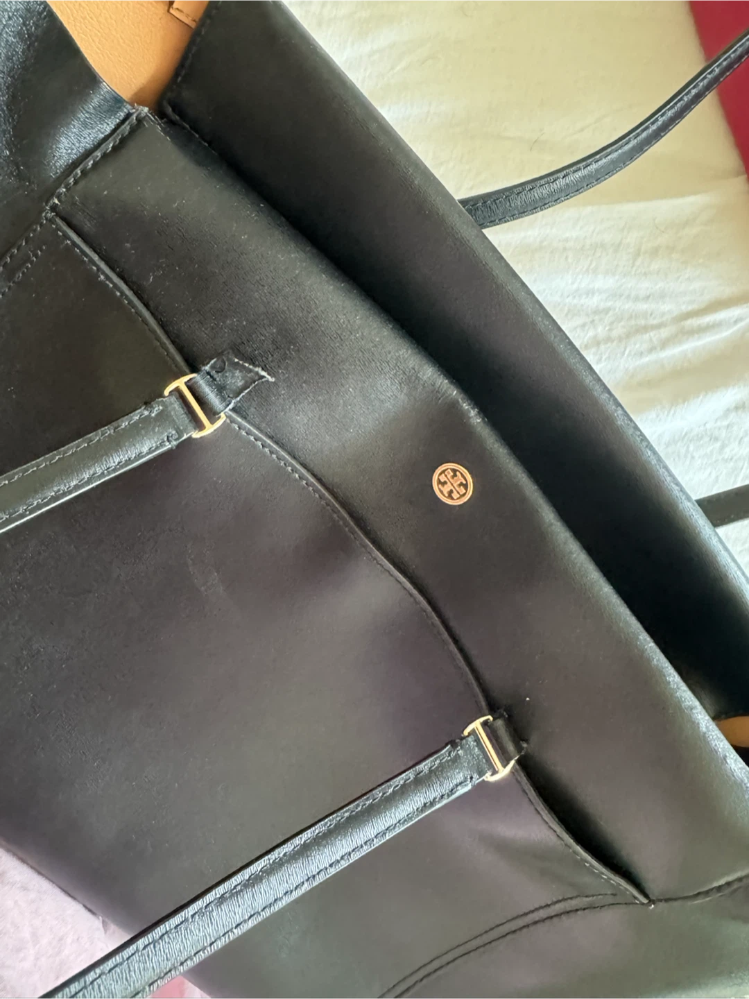 Tory Burch Black Leather Tote Bag