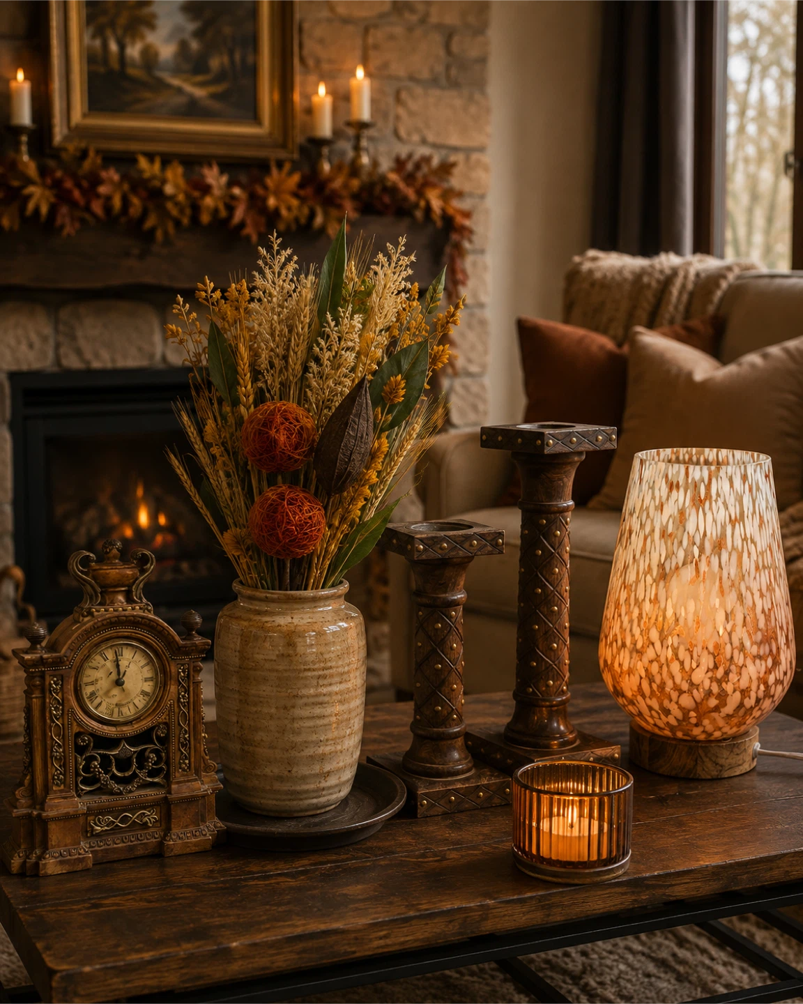 Fall Collection: Clock, pedestal candle holders, bouquet, lamp - photo 2