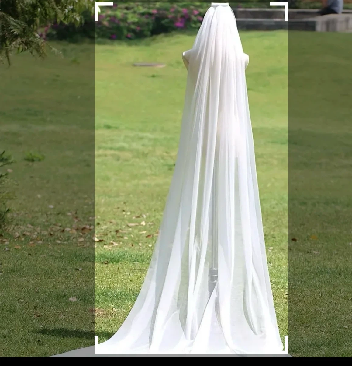Long White Tulle Cathedral Wedding Veil - photo 2