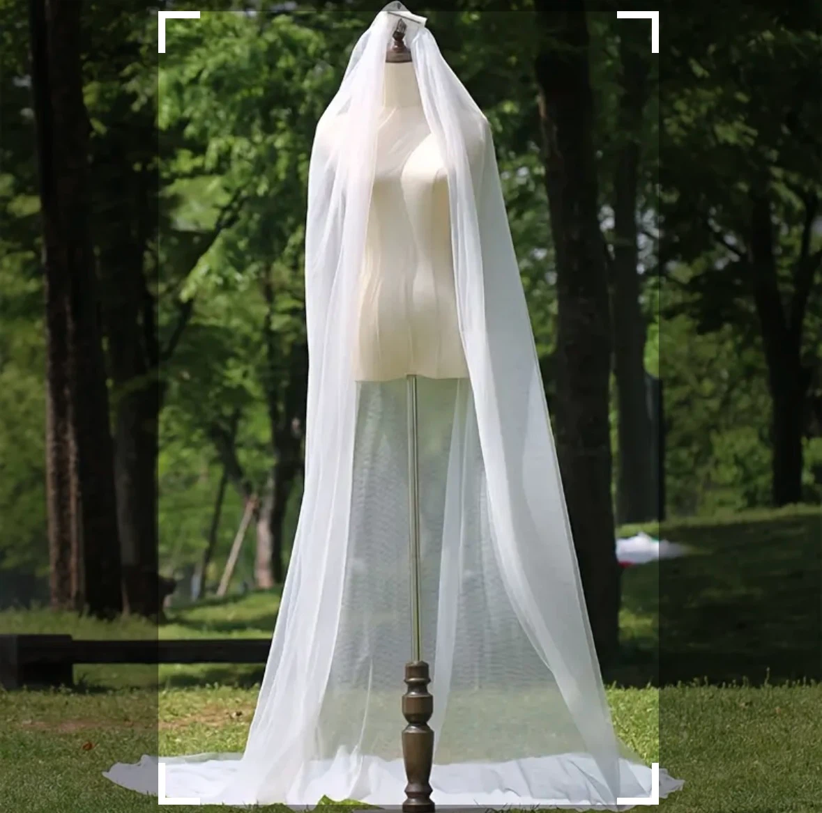 Long White Tulle Cathedral Wedding Veil - photo 3