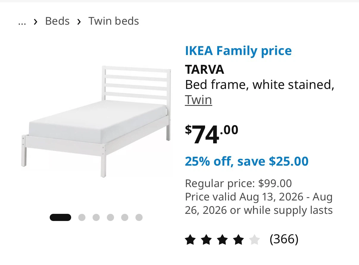 IKEA TARVA Twin Bed Frame - White - photo 2