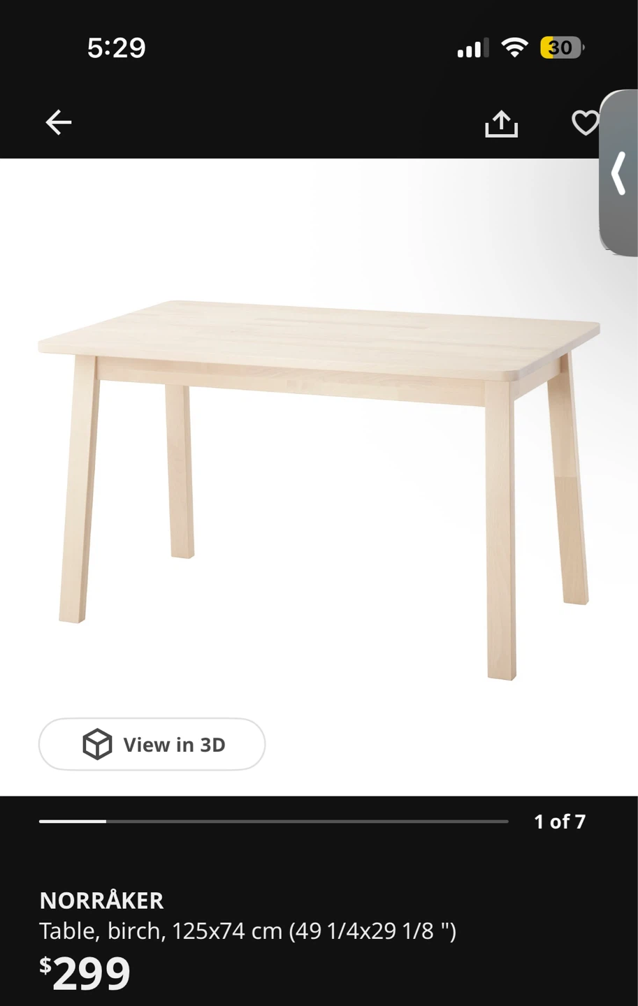 IKEA NORRÅKER Birch Table