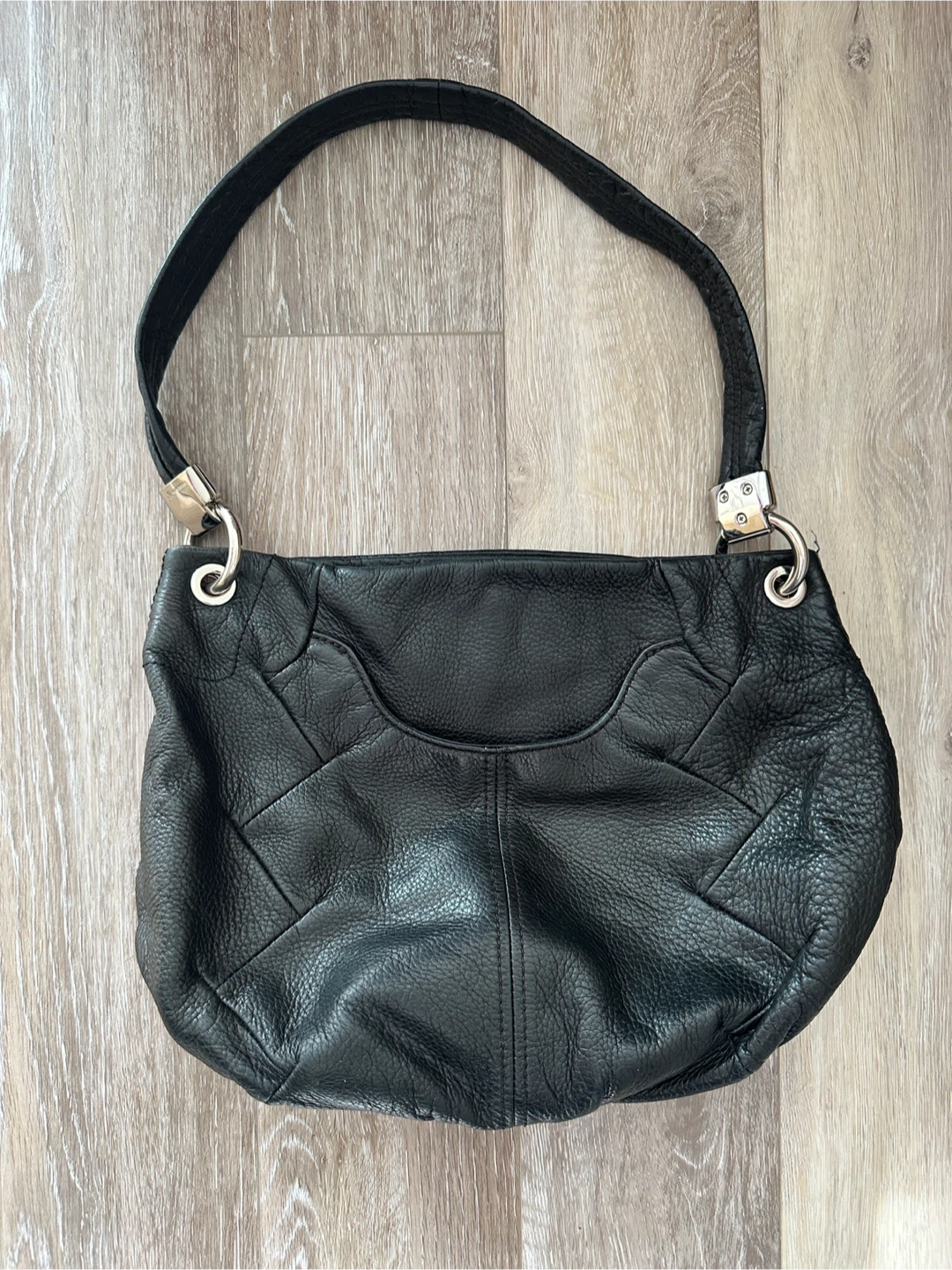 Vintage B. Makowsky Black Leather Hobo Handbag