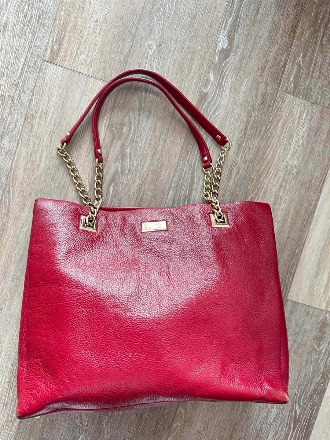 Vintage Kate Spade New York Red Leather Tote Bag